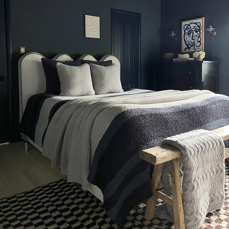 Kashwere Ultra Plush Stone Waffle Weave Queen Blanket