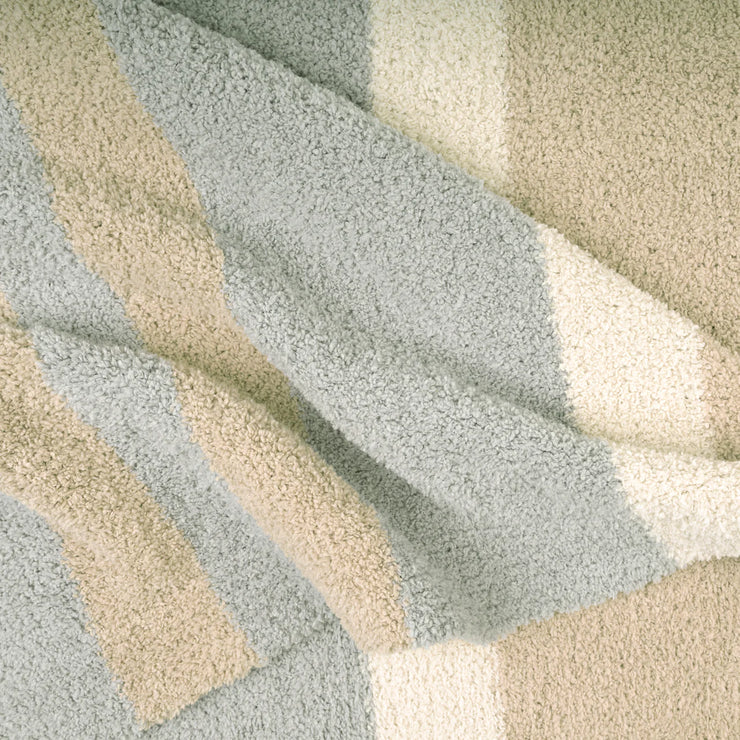 Kashwere Ultra Plush Multi Striped Stone, Wheat and Linen King Blanket