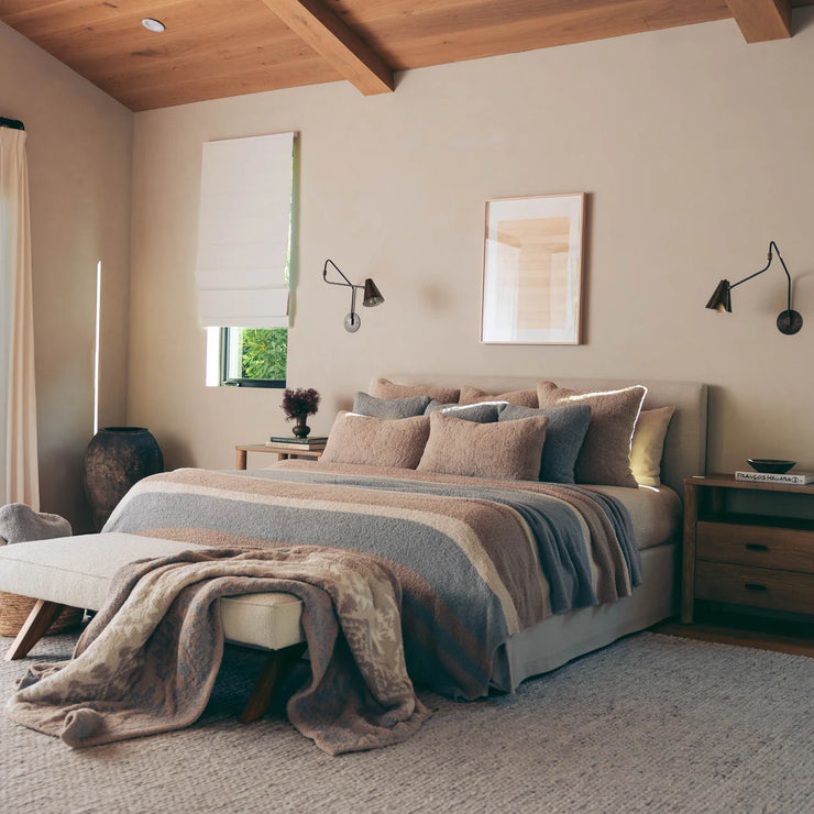 Kashwere Ultra Plush Multi Striped Stone, Wheat and Linen King Blanket