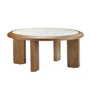 Crestview Collection Palatino White Marbled Top Round Coffee Table