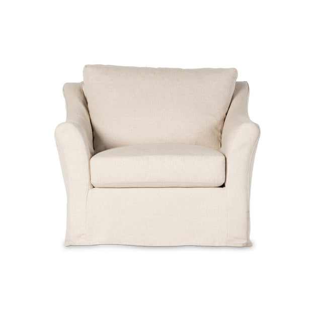 Four Hands Delray Slipcovered Swivel Chair ~ Evere Creme Performance Fabric Slipcover