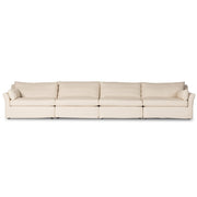 Four Hands Delray 4 Piece Slipcovered Sectional Sofa ~ Evere Creme Performance Fabric Slipcover