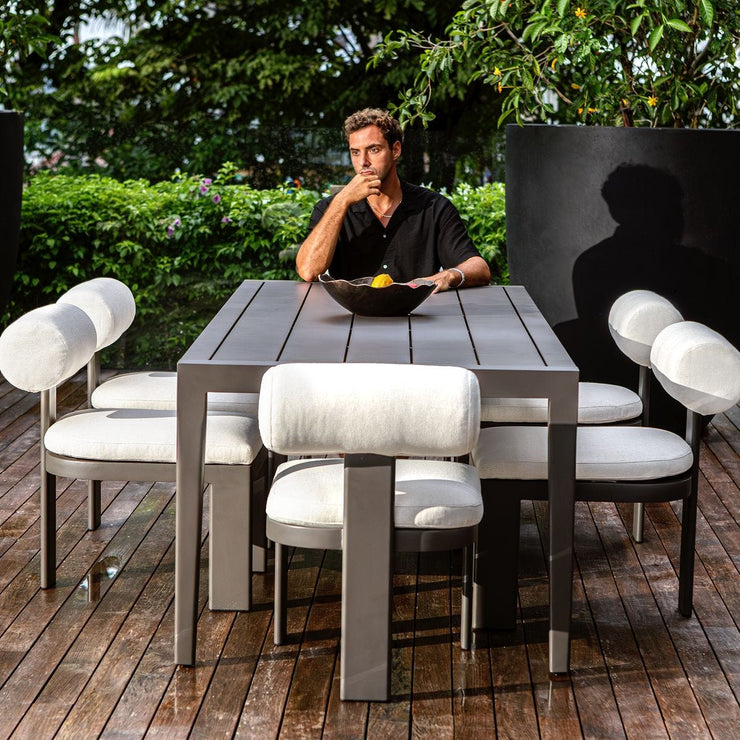 Uttermost Bolster Back Oyster White Upholstered Outdoor Dining Chair