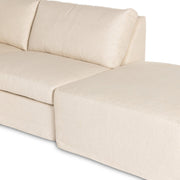 Four Hands Delray 4 Piece Left Arm Slipcovered Sectional With Ottomam ~ Evere Creme Performance Fabric Slipcover