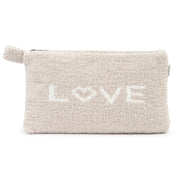 Kashwere Ultra Plush Linen and Creme Love Travel Case Zipper Pouch