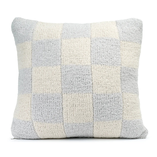 Kashwere Ultra Soft Soapstone with Linen 20 x 20 Plush Check Pillow