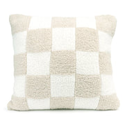 Kashwere Ultra Soft Creme with Linen 20 x 20 Check Pillow