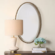 Uttermost Twisted Branch Antiqued Gold Iron Oval Mirror