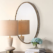 Uttermost Twisted Branch Antiqued Gold Iron Oval Mirror