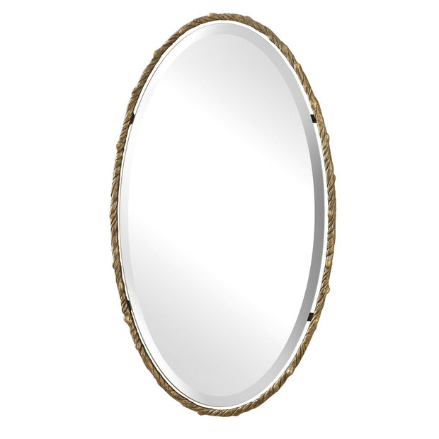 Uttermost Twisted Branch Antiqued Gold Iron Oval Mirror