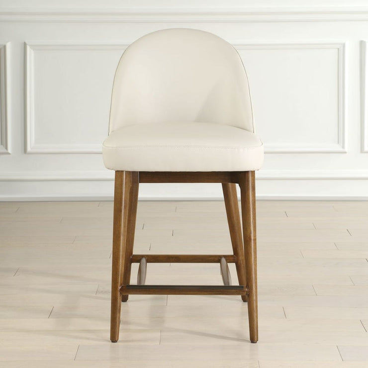 Uttermost Stitches Ecru Pebbled Leather Diamond Tufted Counter Stool