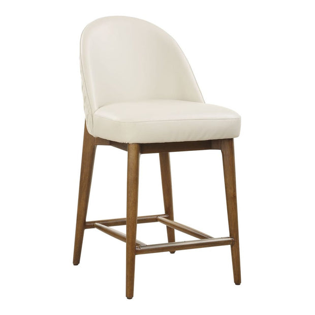 Uttermost Stitches Ecru Pebbled Leather Diamond Tufted Counter Stool