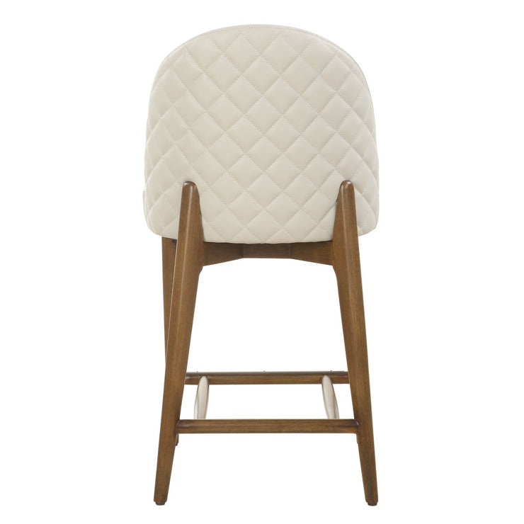 Uttermost Stitches Ecru Pebbled Leather Diamond Tufted Counter Stool