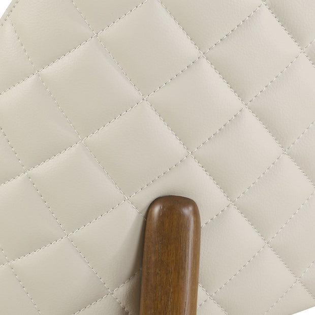 Uttermost Stitches Ecru Pebbled Leather Diamond Tufted Counter Stool