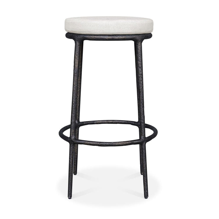 Uttermost Thayer Java Black Outdoor Bar Stool With Oyster White Cushioned Seat