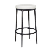 Uttermost Thayer Java Black Outdoor Bar Stool With Oyster White Cushioned Seat