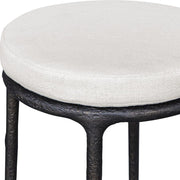 Uttermost Thayer Java Black Outdoor Bar Stool With Oyster White Cushioned Seat