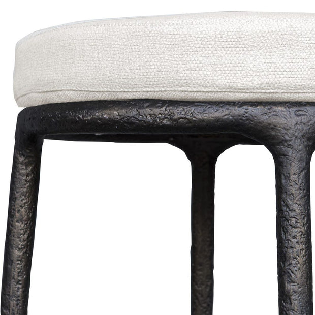 Uttermost Thayer Java Black Outdoor Bar Stool With Oyster White Cushioned Seat