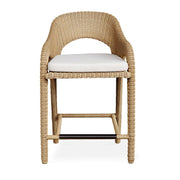 Uttermost Kavali Honey All Weather Wicker Outdoor Counter Stool With Oyster White Plush Cushion
