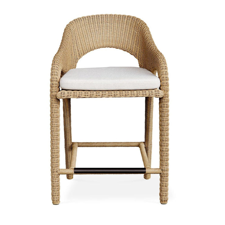 Uttermost Kavali Honey All Weather Wicker Outdoor Counter Stool With Oyster White Plush Cushion