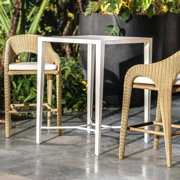 Uttermost Kavali Honey All Weather Wicker Outdoor Counter Stool With Oyster White Plush Cushion