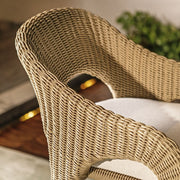 Uttermost Kavali Honey All Weather Wicker Outdoor Counter Stool With Oyster White Plush Cushion