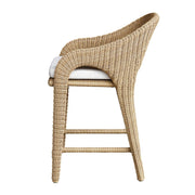 Uttermost Kavali Honey All Weather Wicker Outdoor Counter Stool With Oyster White Plush Cushion
