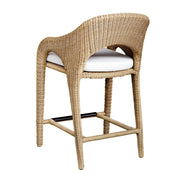 Uttermost Kavali Honey All Weather Wicker Outdoor Counter Stool With Oyster White Plush Cushion