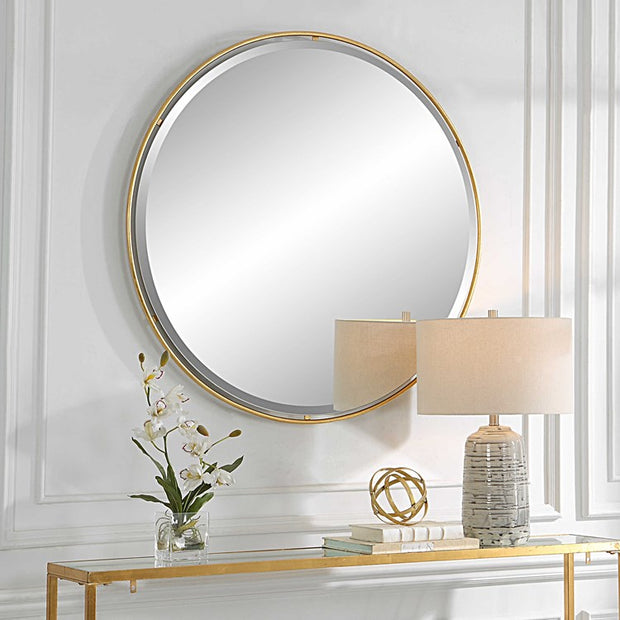 Uttermost Canillo Antiqued Gold Leaf Round Mirror