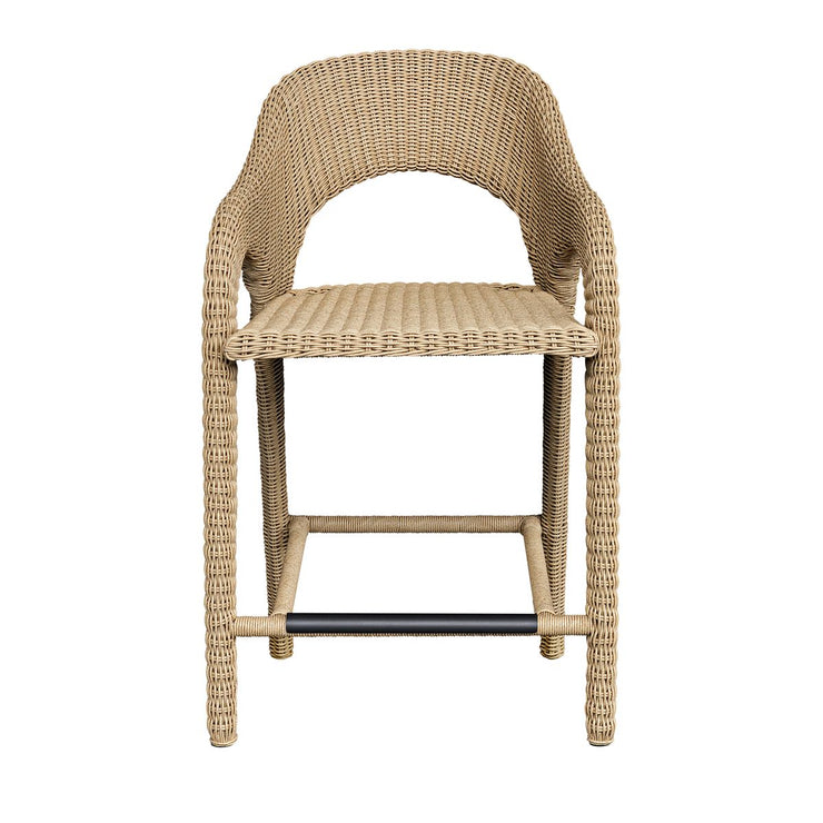Uttermost Kavali Honey All Weather Wicker Outdoor Counter Stool With Oyster White Plush Cushion