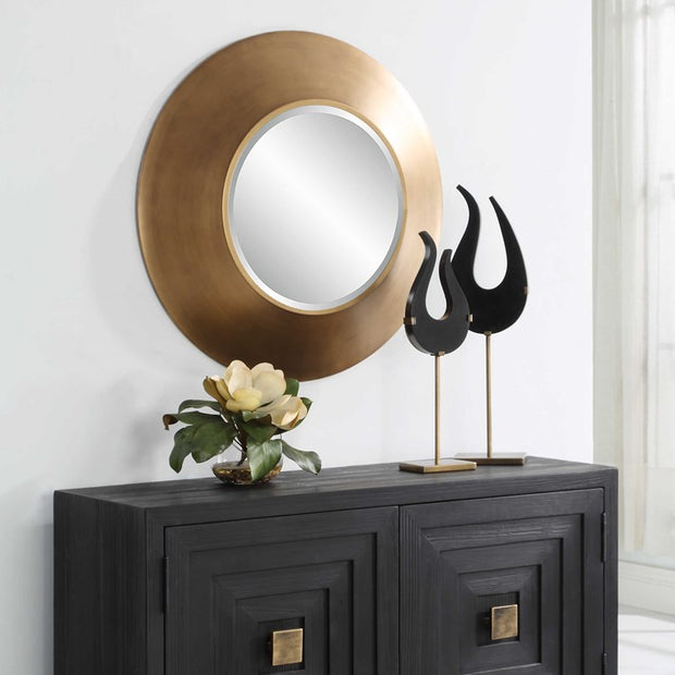 Uttermost Contessa Antiqued Gold Round Mirror