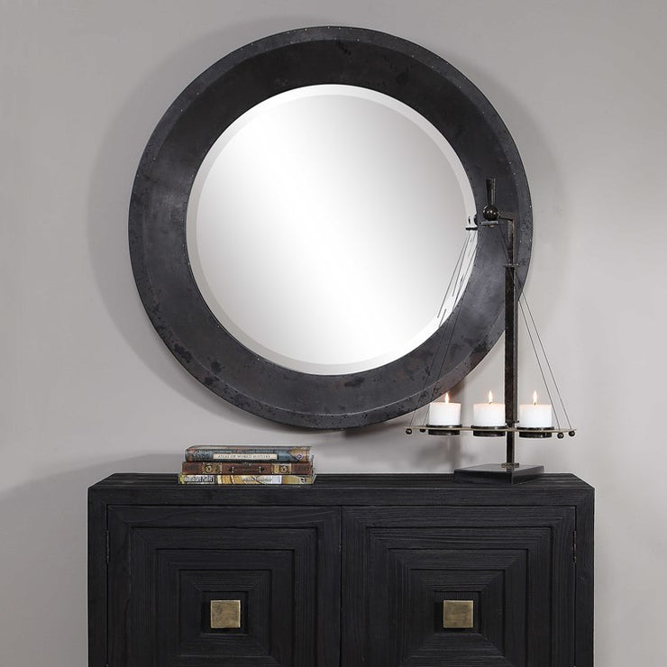 Uttermost Frazier Dark Gray Charcoal Round Mirror