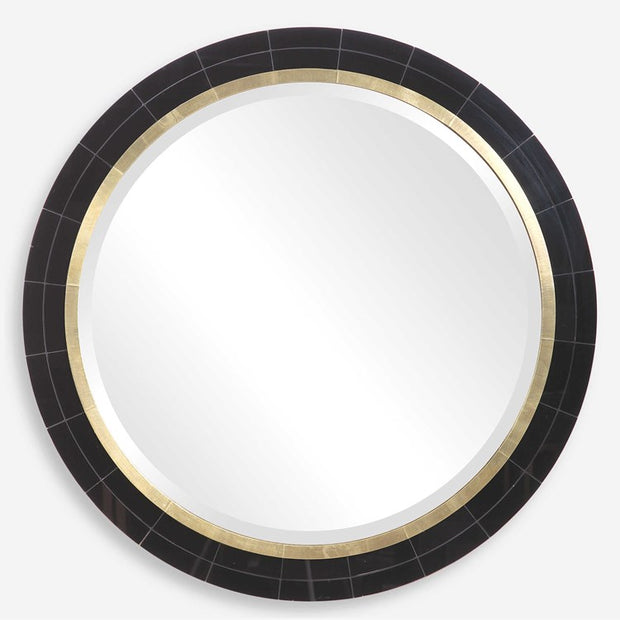 Uttermost Nayla Black and Antique Brass Round Mirror