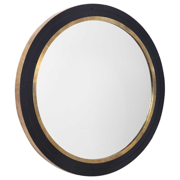 Uttermost Nayla Black and Antique Brass Round Mirror