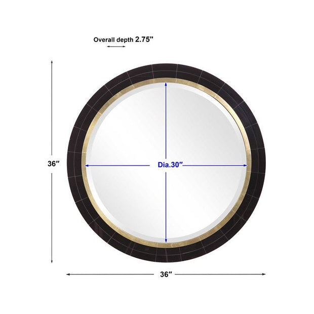 Uttermost Nayla Black and Antique Brass Round Mirror