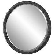 Uttermost Scalloped Edge Aged Black Round Mirror