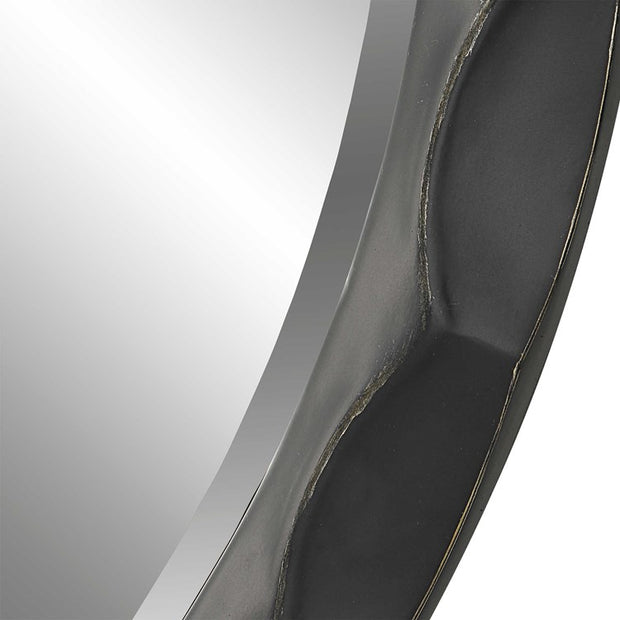 Uttermost Scalloped Edge Aged Black Round Mirror