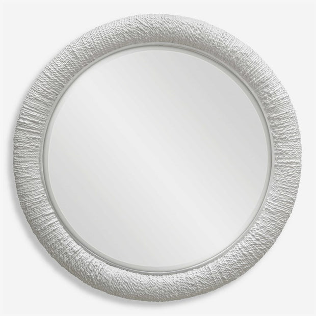 Uttermost Mariner White Woven Rattan Round Mirror