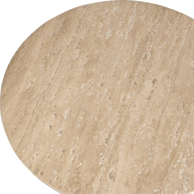 Uttermost Oslo Travertine and Antiqued Brass Finished Iron Accent Table ~ Indoor And Outdoor Use