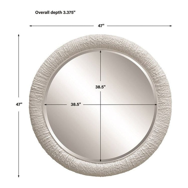 Uttermost Mariner White Woven Rattan Round Mirror