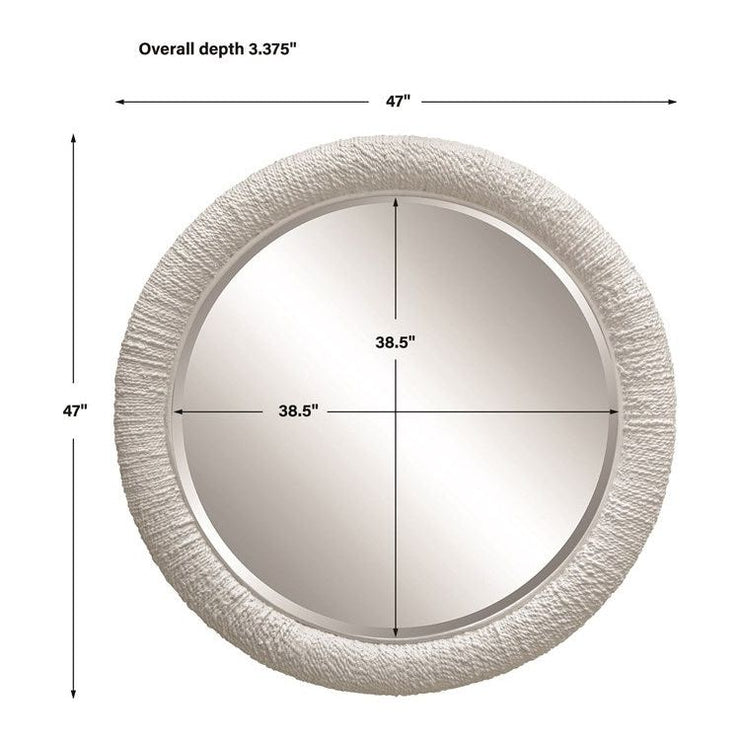 Uttermost Mariner White Woven Rattan Round Mirror