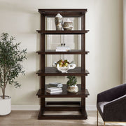 Uttermost Kai Dark Walnut With Gold Iron  Etagere