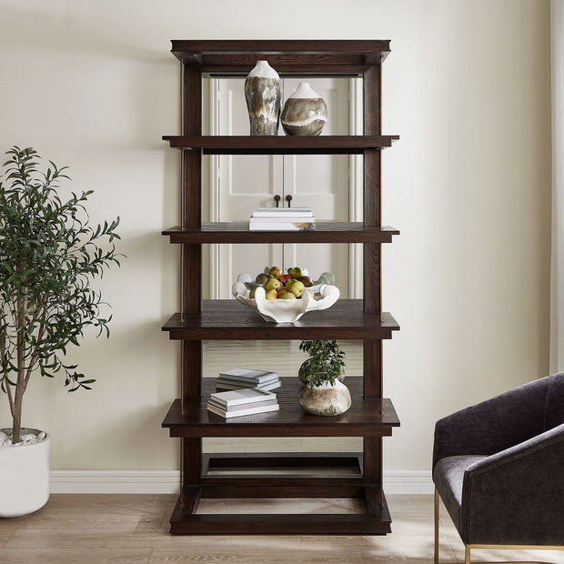 Uttermost Kai Dark Walnut With Gold Iron  Etagere