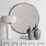 Uttermost Junius Rustic Black Round Mirror