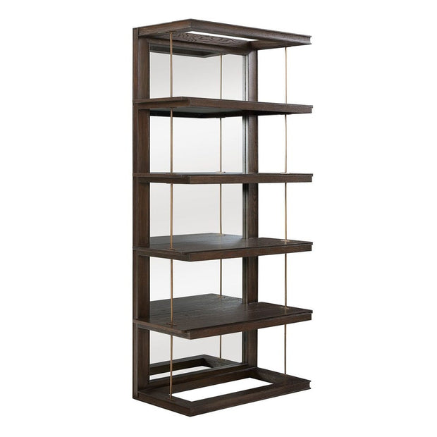 Uttermost Kai Dark Walnut With Gold Iron  Etagere