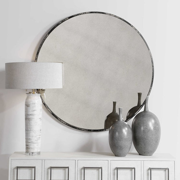 Uttermost Junius Rustic Black Round Mirror
