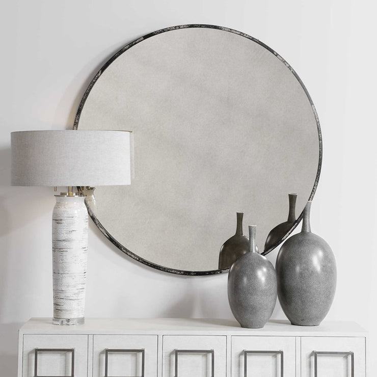 Uttermost Junius Rustic Black Round Mirror
