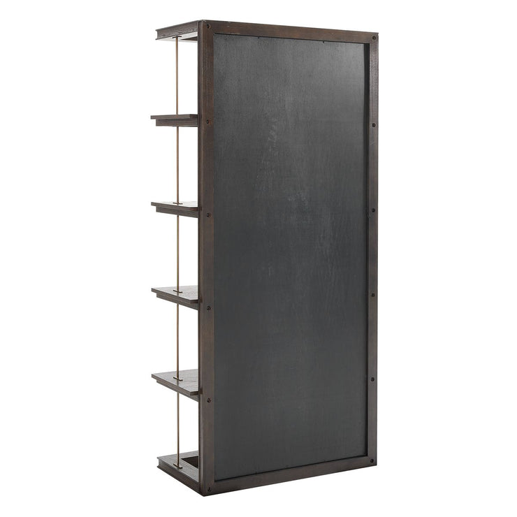 Uttermost Kai Dark Walnut With Gold Iron  Etagere