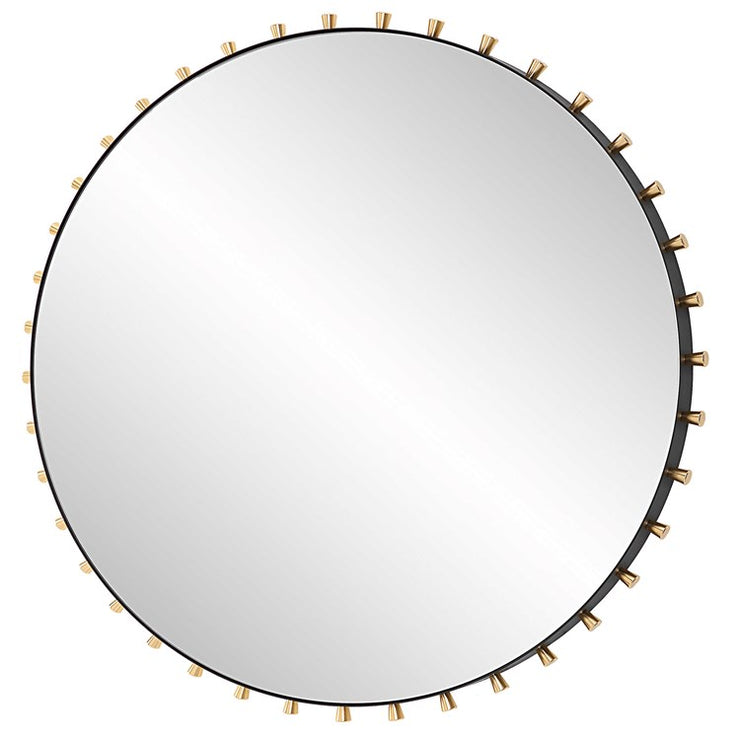 Uttermost Cosmopolitan Matte Black and Brass Round Mirror