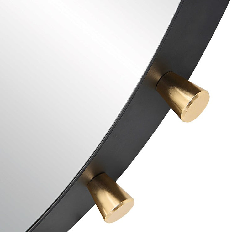 Uttermost Cosmopolitan Matte Black and Brass Round Mirror